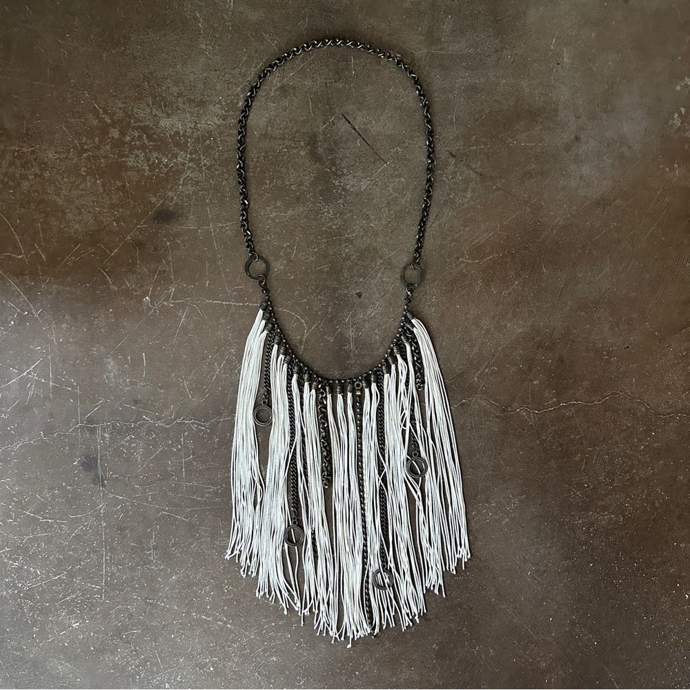 Boho Chic Long Fringe Bib Necklace